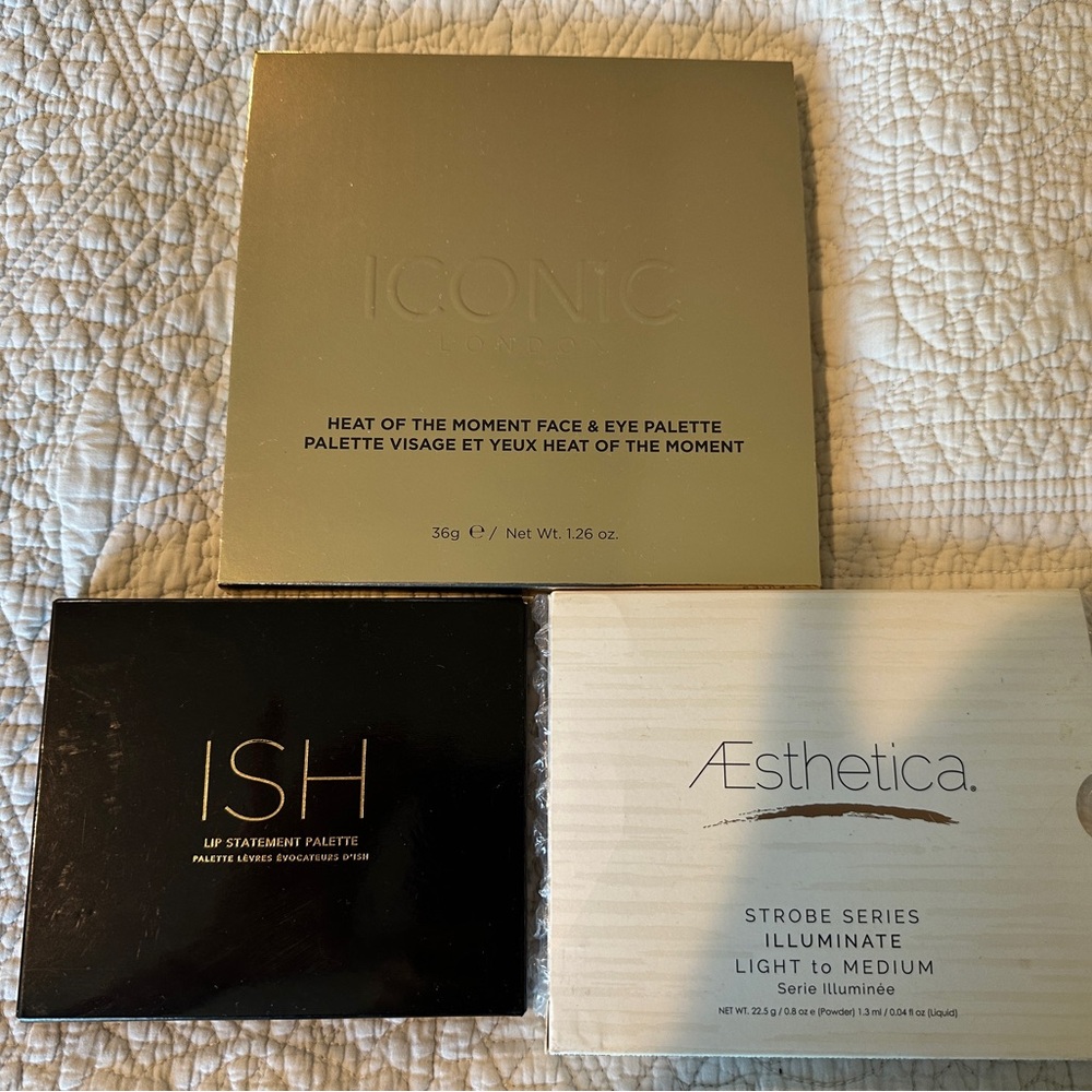ICONIC face & eye palette, ISH lip palette, Aesthetica highlight palette BUNDLE